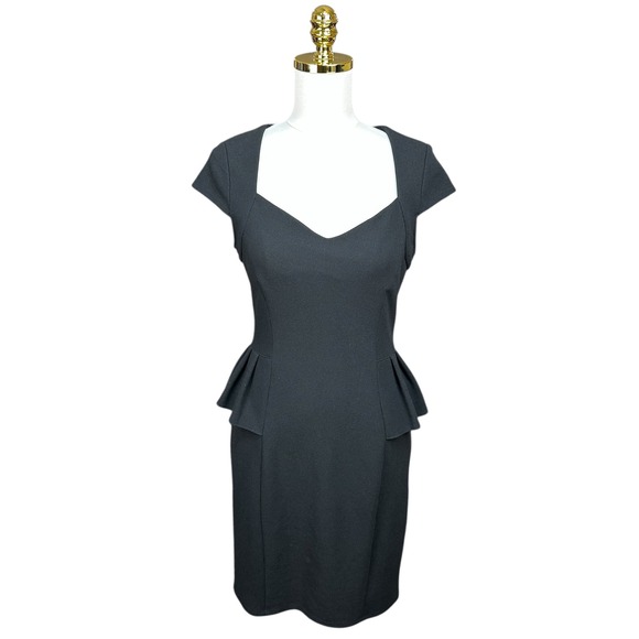 Betsey Johnson Dresses & Skirts - Vintage Betsey Johnson Black Peplum Sheath Dress Sweetheart Neck Cap Sleeve SZ 6
